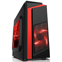 CiT F3 Black Micro-ATX Case With 12cm Red LED Fan & Red Stripe - Click below for large images