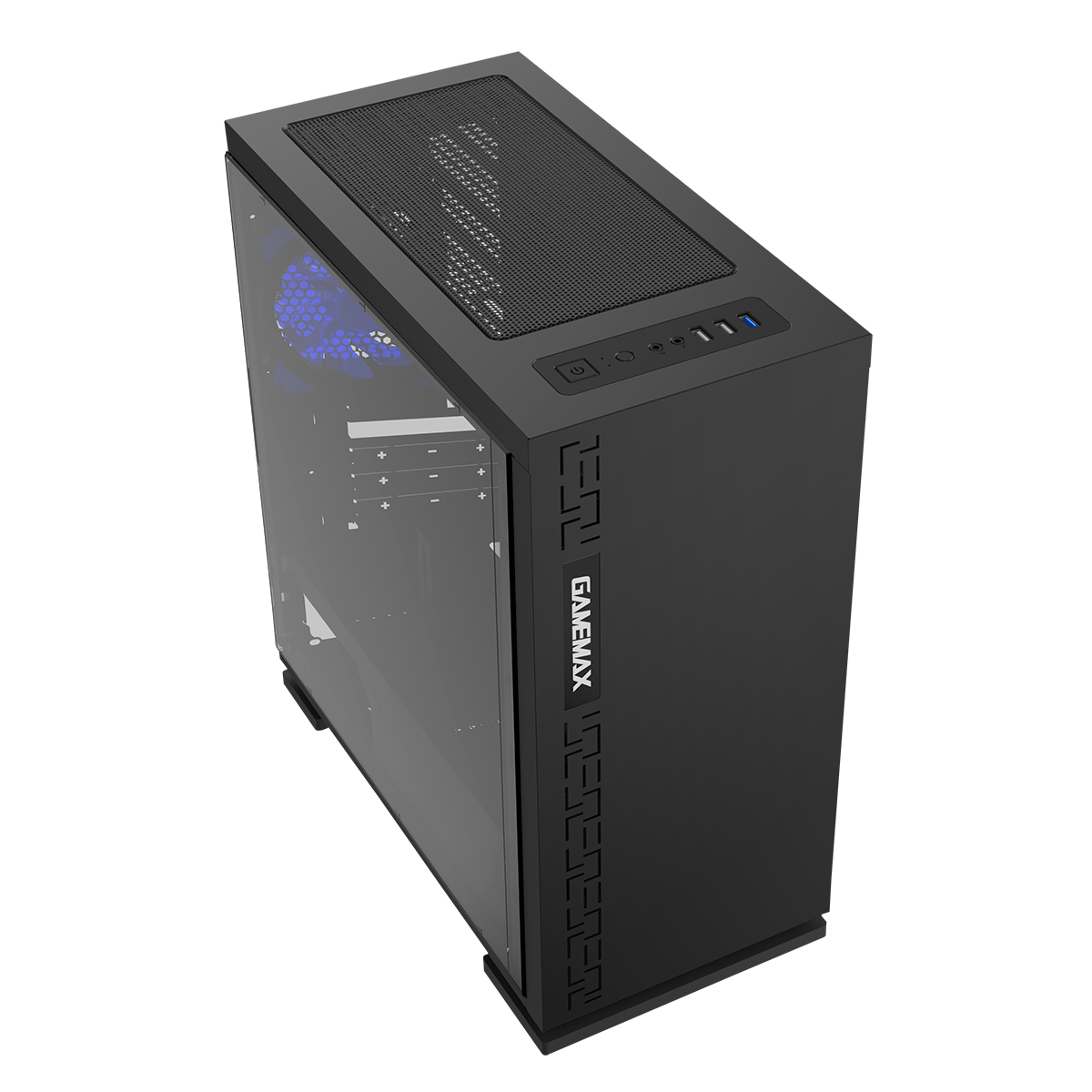 GameMax Expedition Black Gaming Matx PC Case Rear LED Fan & Full Side