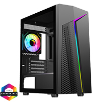 CiT Alpha Black Micro-ATX PC Gaming Case with 1 x ARGB LED Strip and 1 x 120mm Three-Sided Infinity ARGB 4pin PWM Fan - Click below for large images