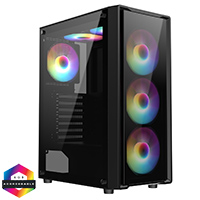 CiT Blade Black ATX Gaming Case with Tempered Glass Panels with 70 Percent Tint with 6 x Inner-Ring ARGB Fans and 6-Port Hub - Click below for large images