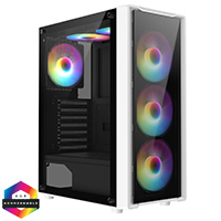 CiT Blade White ATX Gaming Case with Tempered Glass Panels with 70 Percent Tint with 6 x Inner-Ring ARGB Fans and 6-Port Hub - Click below for large images