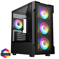 CiT Bolt Black Micro-ATX Gaming Case With 4 x 120mm ARGB Infinity Fans and Tempered Glass Panels With 30 Percent Tint - Click below for large images