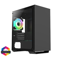 CiT Brava Black Micro-ATX PC Gaming Case with 1 x 120mm Infinity Fan Included Tempered Glass Side Panel - Click below for large images
