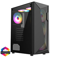 CiT Carisma Black ATX Gaming Case with Mesh and ABS Front and Tempered Glass Side Panel with 6 x ARGB Fans and 6-Port MB Sync Hub - Click below for large images