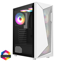 CiT Carisma White ATX Gaming Case with Mesh and ABS Front and Tempered Glass Side Panel with 6 x ARGB Fans and 6-Port MB Sync Hub - Click below for large images
