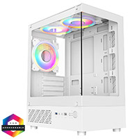 CiT Celsius White Micro-ATX Gaming Case with Tempered Glass Front and Side Panels with 3 x CiT Celsius Dual-Ring Infinity Fans - Click below for large images