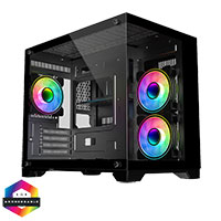 CiT Concept Black MATX Gaming Cube with Tempered Glass Front and Side Panels with 3 x CiT Celsius Dual-Ring Infinity Fans Bundled - Click below for large images
