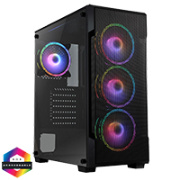 CiT Crossfire Mesh Gaming Case 4 x ARGB Fans Glass Side MB SYNC 3pin - Click below for large images