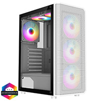 CiT Delta White ATX Gaming Case with MeshABS Front  30 Tinted Tempered Glass Side  6 x Inner-Ring ARGB Fans  6-Port MB Sync Hub - Click below for large images