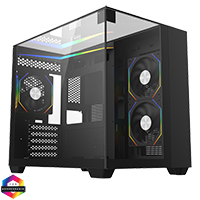 CiT Eclipse Black Micro-ATX Gaming Case With Three-Sided Tempered Glass and LED Strip With 3 x 120mm CiT Eclipse Infinity ARGB Fans - Click below for large images