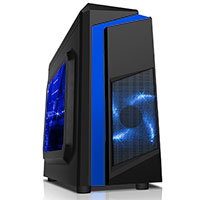 CiT F3 Black Micro-ATX Case With 12cm Blue LED Fan & Blue Stripe - Click below for large images