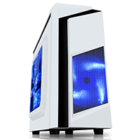 CiT F3 White Micro-ATX Case With 12cm Blue LED Fan & Black Stripe - Click below for large images