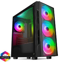 CiT Flash Gaming Matx Case 4x ARGB fans TG Front and Side Panels EPE - Click below for large images