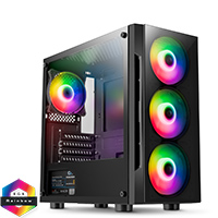 CiT Flash Gaming Matx Case 4x ARGB fans TG Front and Side Panels EPE - Click below for large images
