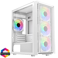 CiT Luna White Micro-ATX PC Gaming Case with 4 x 120mm Infinity ARGB Fans Included 1 x 4-Port Fan Hub Tempered Glass Side Panel - Click below for large images