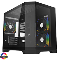 CiT Mars Black Micro-ATX Gaming Case With Dual Chamber Panoramic Tempered Glass With 3 x 120mm CiT Eclipse Infinity ARGB Fans - Click below for large images