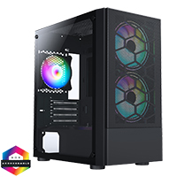 CiT Meta Black Micro-ATX Mesh PC Gaming Case with 2 x 140mm and 1 x 120mm ARGB Fans Included With Tempered Glass Side Panel - Click below for large images