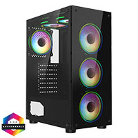 CiT Mirage F6 Black ATX Gaming Case with TG Front and 30 Percent Tint TG Side Panel with 6 x Dual-Ring Infinity Fans and 6-Port Hub - Click below for large images