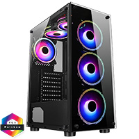 CiT Mirage F6 6x RGB Rainbow Fans TG Front and Side Panel - Click below for large images