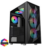 CiT Phantom XL Black E-ATX Gaming Case with Crinkled Metal Mesh Front Tinted Tempered Glass Side 6 x Inner-Ring ARGB Fans 6-Port Hub - Click below for large images