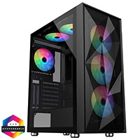 CiT Phantom XL Black E-ATX Gaming Case with Crinkled Metal Mesh Front Tinted Tempered Glass Side 6 x Inner-Ring ARGB Fans 6-Port Hub - Click below for large images