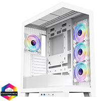 CiT Pro Diamond XR White Mid-Tower Gaming Case with 4mm Tempered Glass Panels and 4 x CiT Celsius Dual-Ring Infinity Fans Bundled - Click below for large images