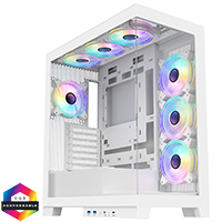 CiT Pro Diamond XR White Mid-Tower Gaming Case with 4mm Tempered Glass Panels and 7 x CiT Celsius Dual-Ring Infinity Fans Bundled - Click below for large images