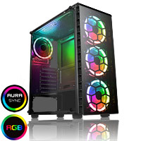 CiT Raider Mid-Tower Gaming Case 4 x Halo Spectrum RGB Fans Tempered Glass Front and Side MB SYNC - Click below for large images