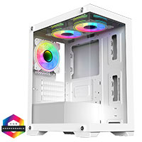 CiT Range White MATX Gaming Case with Tempered Glass Front and Side Panels with 3 x CiT Celsius Dual-Ring Infinity Fans Bundled - Click below for large images