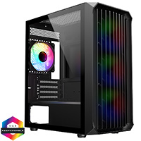 CiT Saturn Black Micro-ATX PC Gaming Case with 4 x 120mm Infinity ARGB Fans Included 1 x 4-Port Fan Hub Tempered Glass Side Panel  - Click below for large images