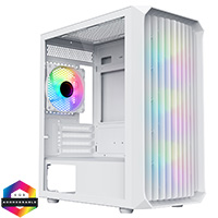 CiT Saturn White Micro-ATX PC Gaming Case with 4 x 120mm Infinity ARGB Fans Included 1 x 4-Port Fan Hub Tempered Glass Side Panel - Click below for large images