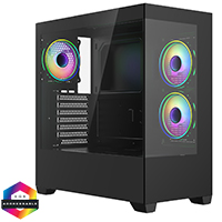 CiT Sense Black ATX Gaming Case with Tempered Glass Front and Side Panels with 3 x CiT Tornado Dual-Ring Infinity Fans - Click below for large images