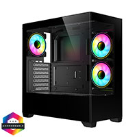 CiT Sense Black ATX Gaming Case with Tempered Glass Front and Side Panels with 3 x CiT Celsius Dual-Ring Infinity Fans Bundled - Click below for large images
