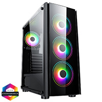 CiT Tornado ATX Gaming Case 4x ARGB Fans TG Front and Side Panel EPE - Click below for large images