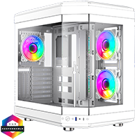 GameMax Hype White Mid-Tower ATX Gaming Case With Dual Chamber Panoramic Tempered Glass With 3 x 120mm GameMax Infinity ARGB Fans Inc. - Click below for large images