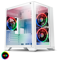 GameMax Infinity Mini Micro-ATX PC White Gaming Case With 3 x Velocity RGB Fans 4-Port Hub and LED Strip With Tempered Glass Side Panel - Click below for large images