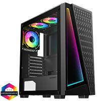 GameMax Prism Black ATX PC Gaming Case with Infinity Front and 3 x 120mm Three-Sided Infinity ARGB 4pin PWM Fans - Click below for large images