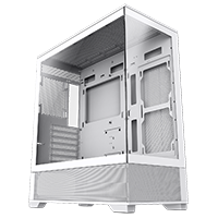 GameMax Vista White ATX Gaming Case with Tempered Glass Front and Side Panels and GameMax V4.0 ARGB PWM 9 Port Fan Hub Inc. - Click below for large images