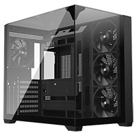 Powercool Pure Black ATX Gaming Case Dual Chamber With 3 x Tempered Glass Panels With 4 x PWM FDB Black Fans Included - Click below for large images