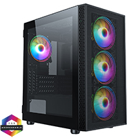 GameMax Icon Mesh Gaming Case 4 x ARGB Fans MB Sync 3pin TG Side Panel - Click below for large images