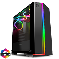 GameMax Starlight RGB Mid-Tower Gaming Case Rainbow Strip and 3x Fan Bundle Sync Hub Glass Side Panel - Click below for large images