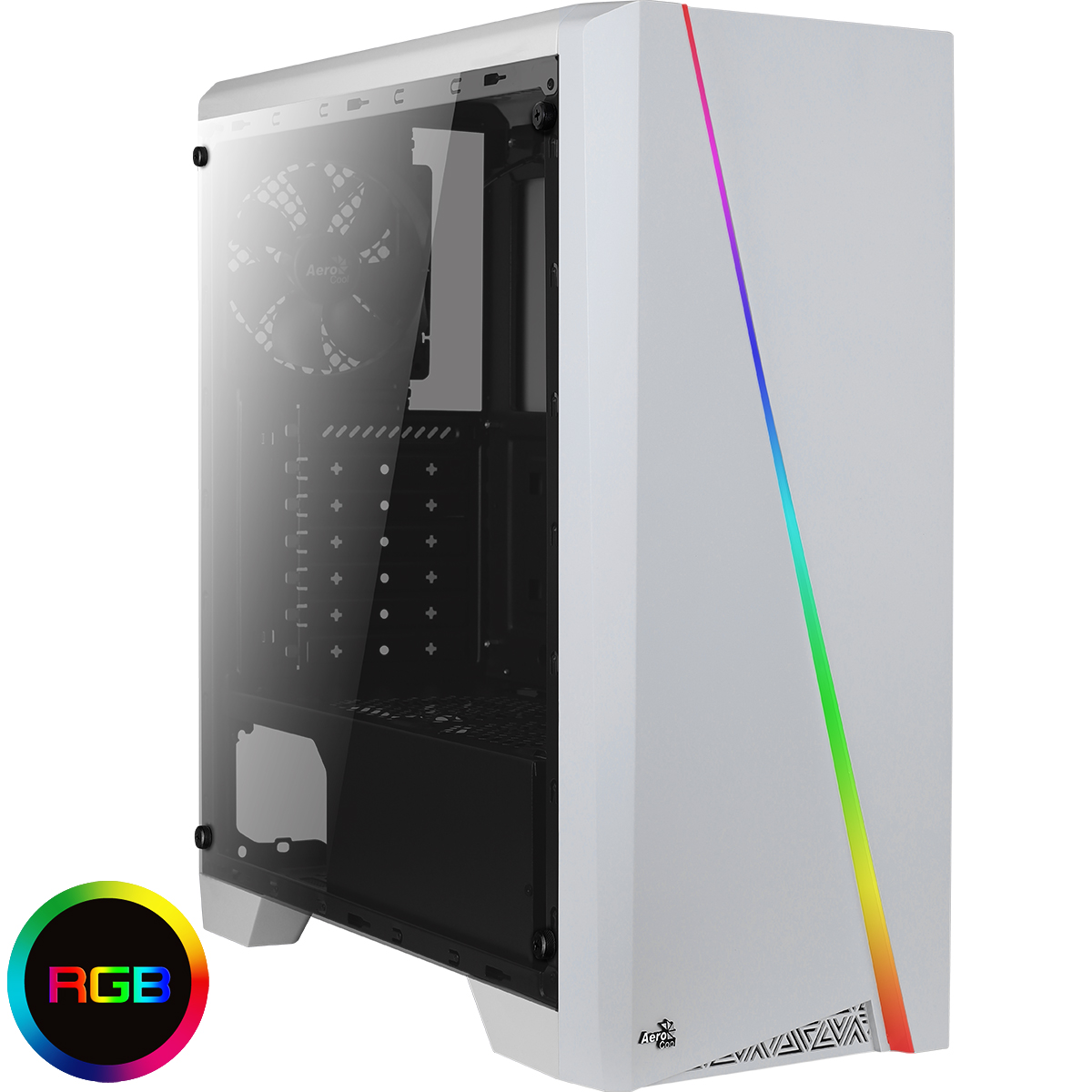 Aerocool Cylon White RGB LED Mid-Tower Gaming Case Tempered Glass ...