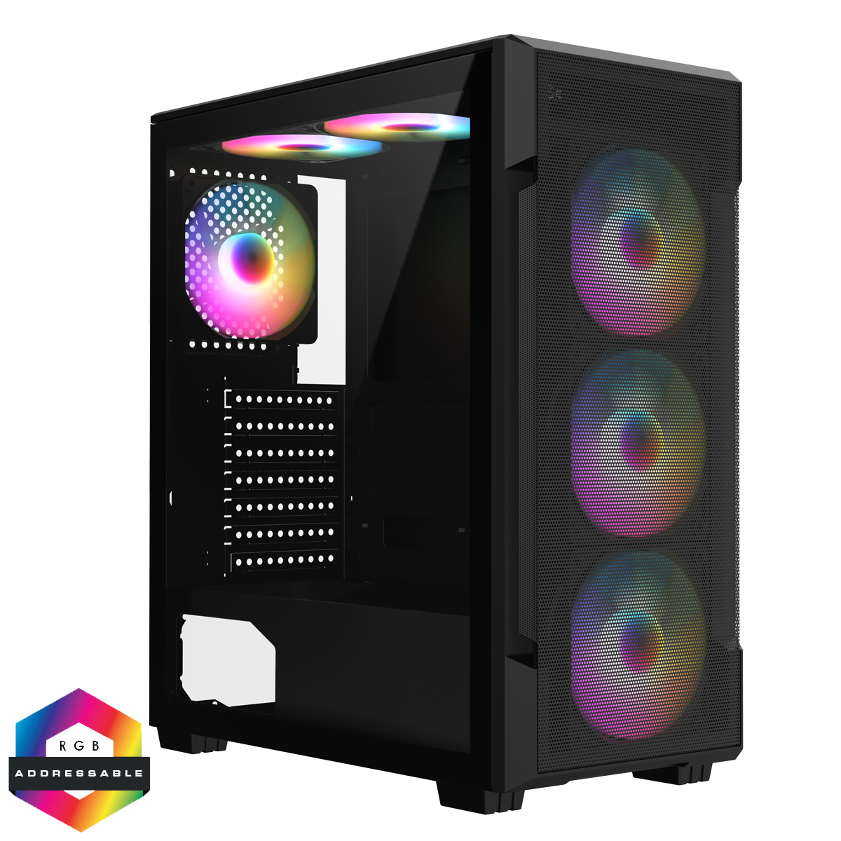 CiT Crossfire Mesh Black ATX Gaming Case with Mesh Front and Tempered ...