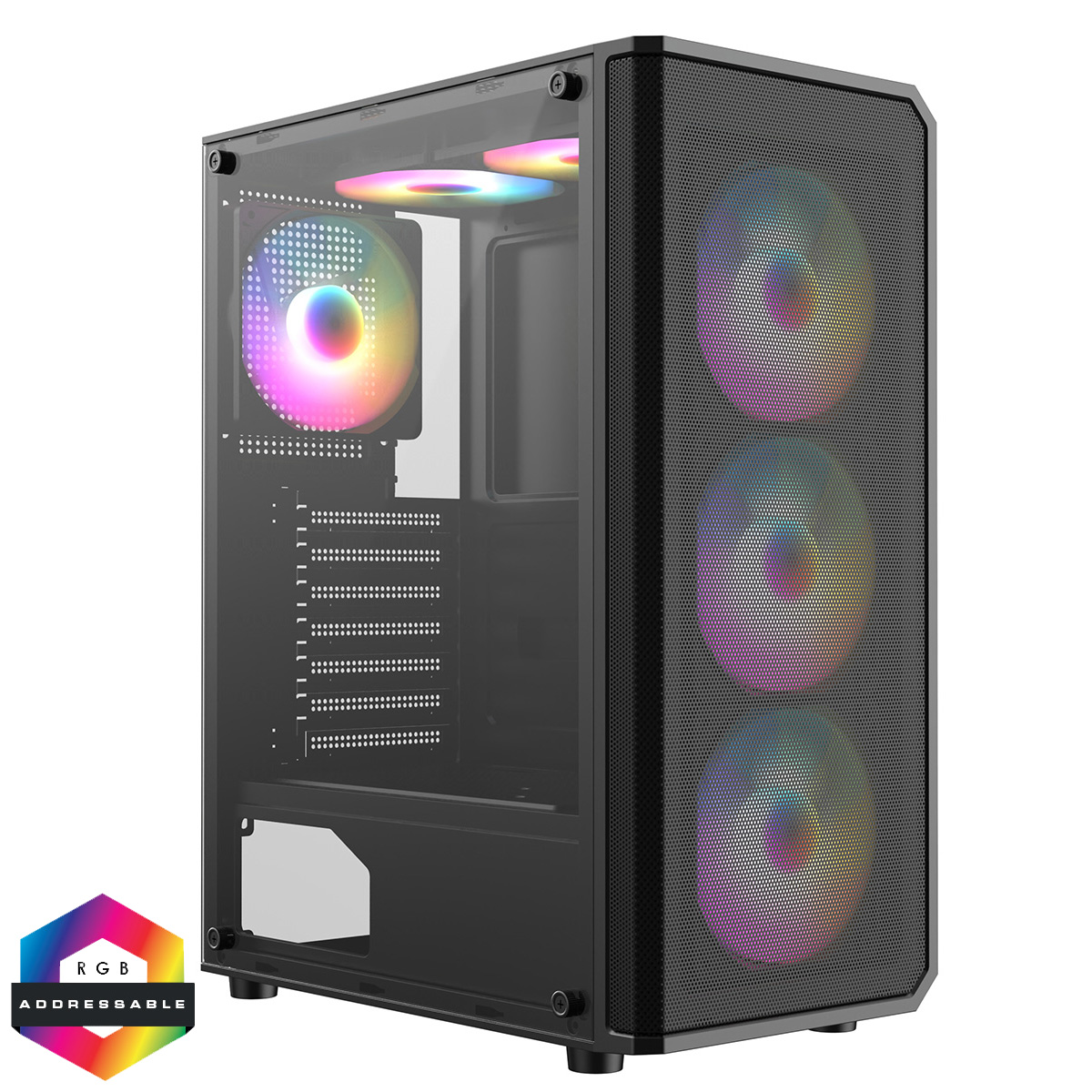 CiT Delta Black ATX Gaming Case with MeshABS Front 30 Tinted Tempered ...