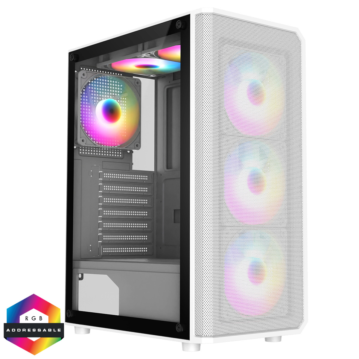 CiT Delta White ATX Gaming Case with MeshABS Front 30 Tinted Tempered ...