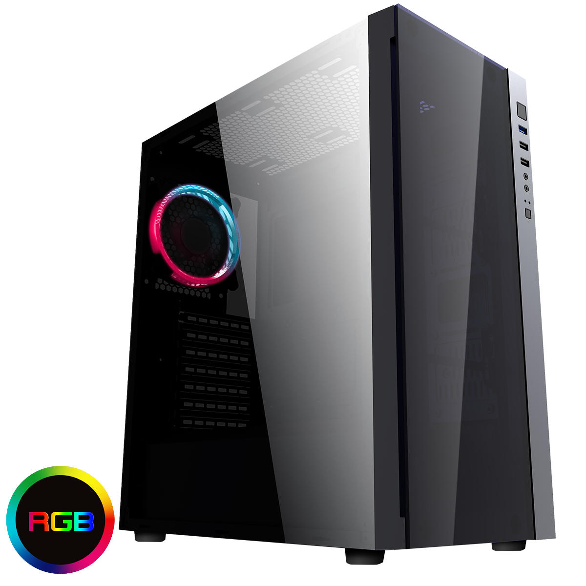 CiT Engine Black RGB Mid-Tower Gaming Case With Full Acrylic Window ...