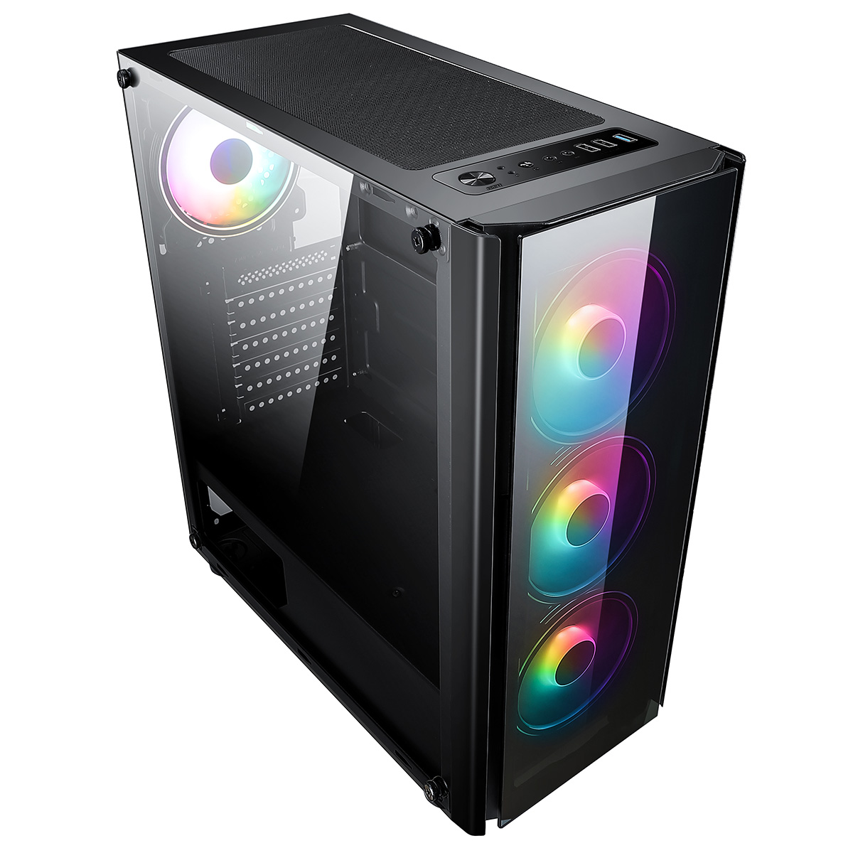 CiT Tornado ATX Gaming Case 4x ARGB Fans TG Front and Side Panel EPE ...