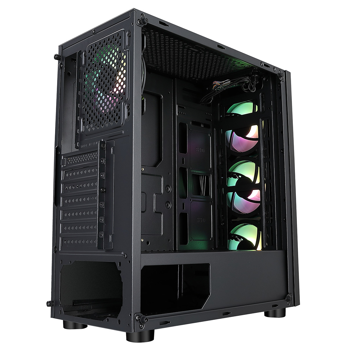 CiT Tornado ATX Gaming Case 4x ARGB Fans TG Front and Side Panel EPE ...