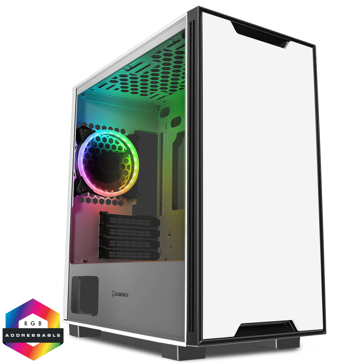 Gamemax Commando Matx White 1x Side Window 1 X Argb Velocity Fan 