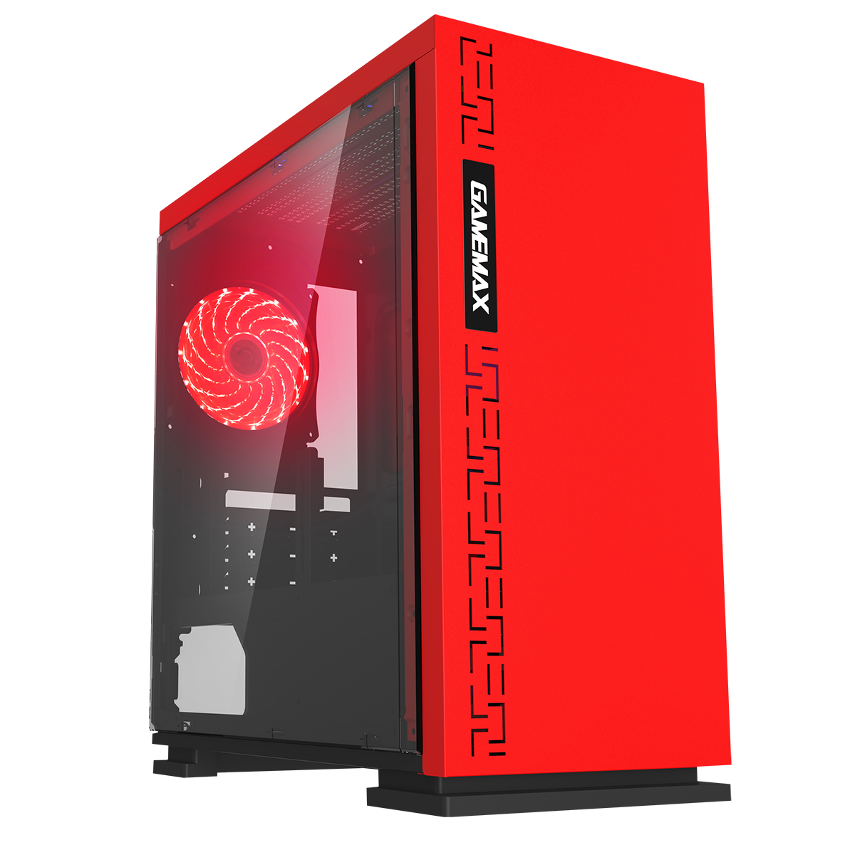 GameMax Expedition Red Gaming Matx PC Case Rear LED Fan Full Side